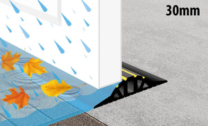 illustration der viser en 30 mm garageporttætning, der forhindrer vand og blade i at komme ind i en garage